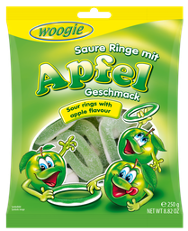 [92317] Foam-sugar gummi apple rings sour 250g