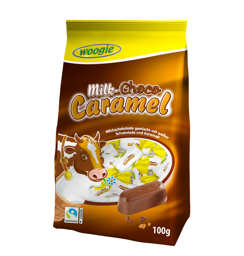 Caramel pralines made with milk and white chocolate 100g