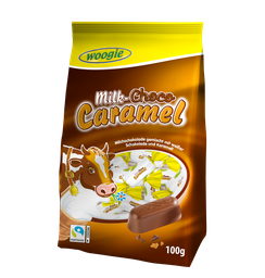 [95808] Caramel pralines made with milk and white chocolate 100g