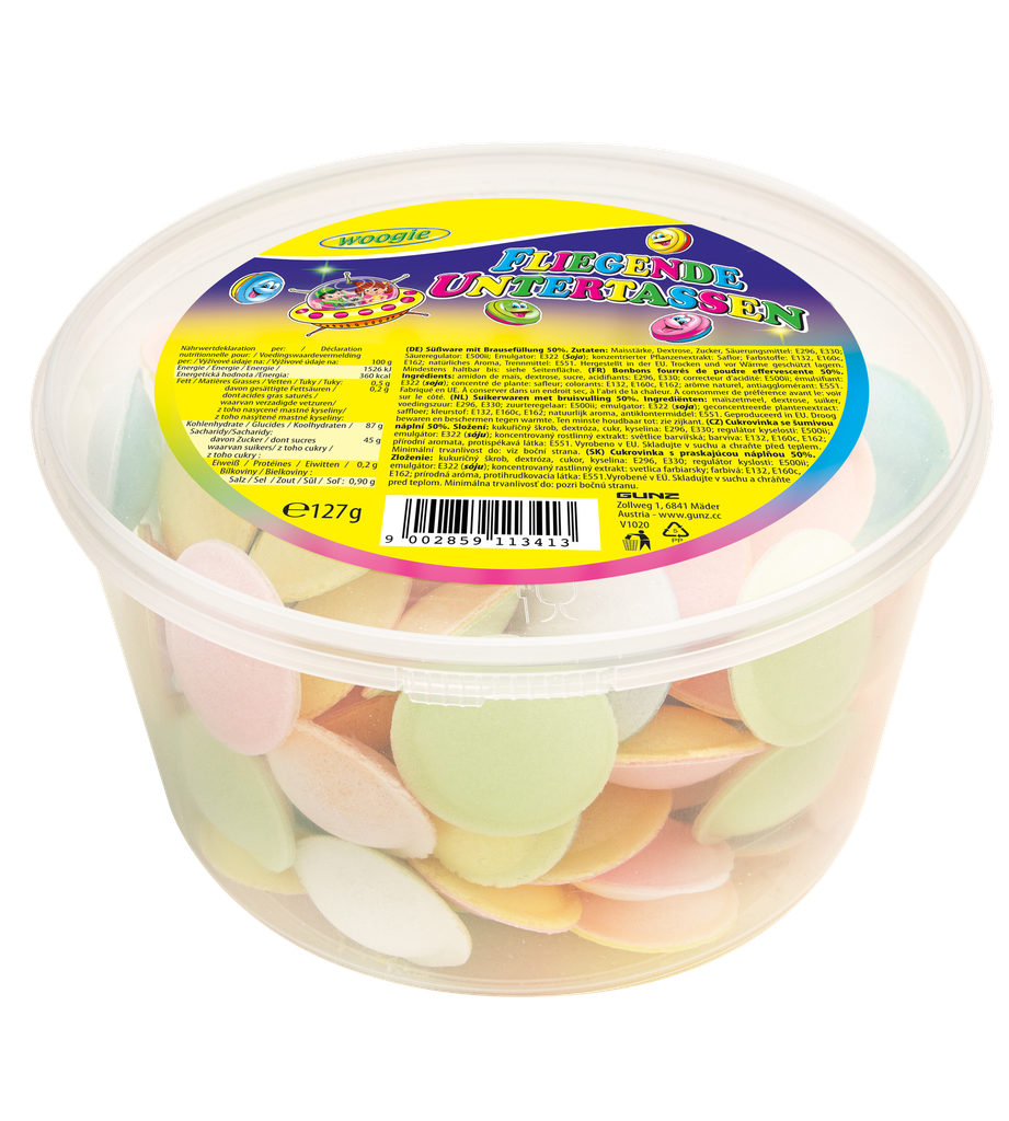Sherbet filled flying saucers 127g