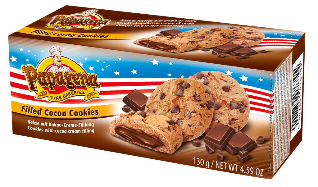Choco Chip Cookies with chocolate cream filling 130g