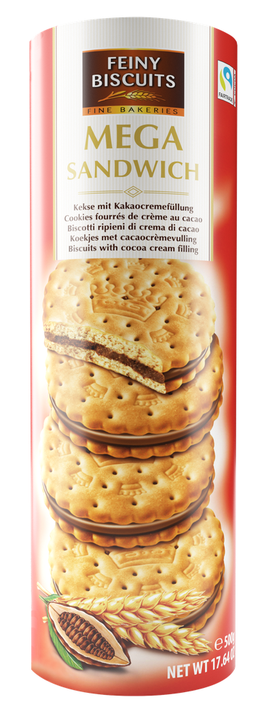 Mega sandwich biscuits with cocoa cream filling 500g