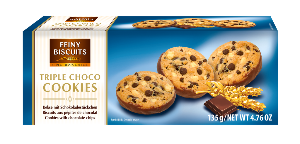 Triple choco cookies with chocolate chips 135g