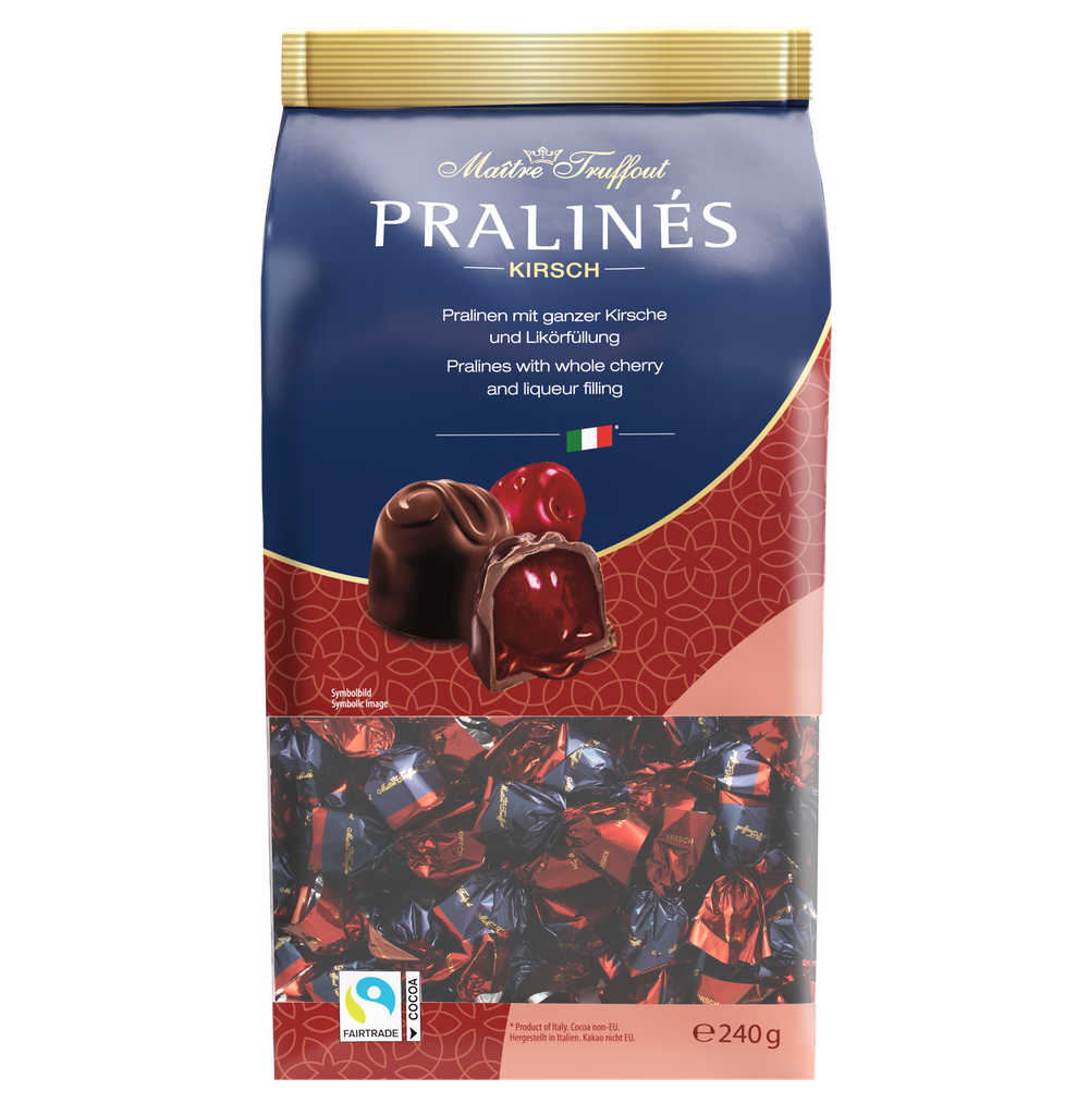 Pralines dark chocolate with cherry with liqueur 4% vol. 240g