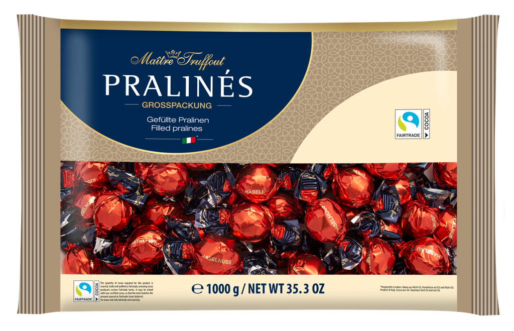 Pralines red/gold milk chocolate with hazelnut cream filling 1kg