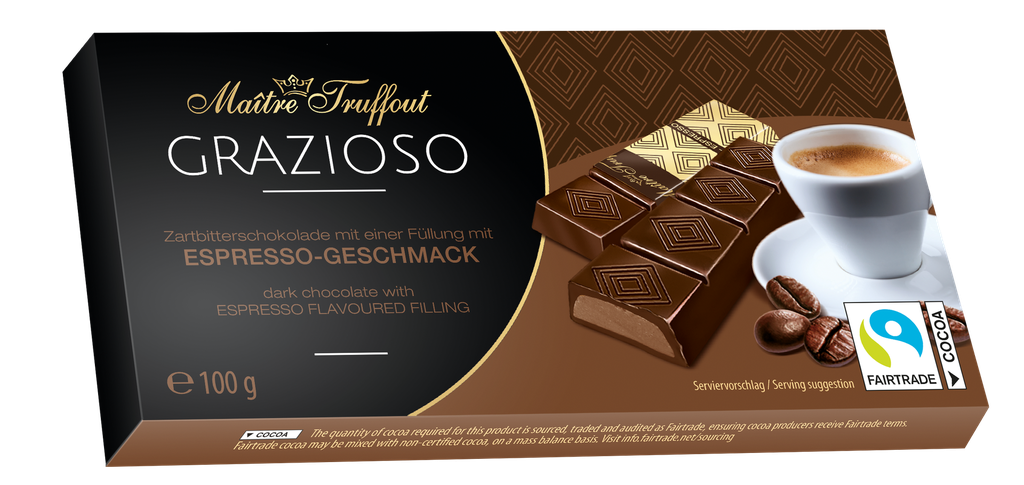 Grazioso dark chocolate with espresso flavoured filling 100g (8x12,5g)