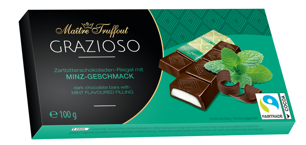 Grazioso dark chocolate with mint cream filling 100g (8x12,5g)