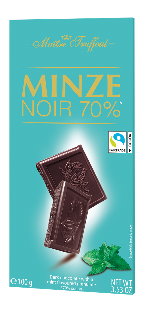 Dark chocolate 70% with mint flavour 100g