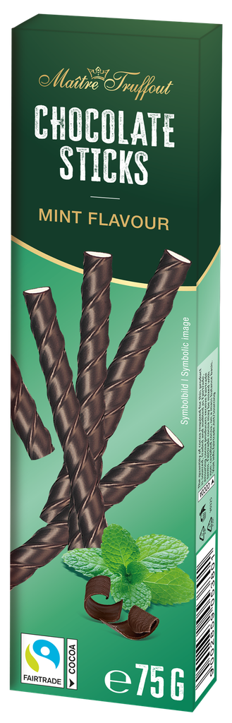 Dark chocolate sticks peppermint 75g