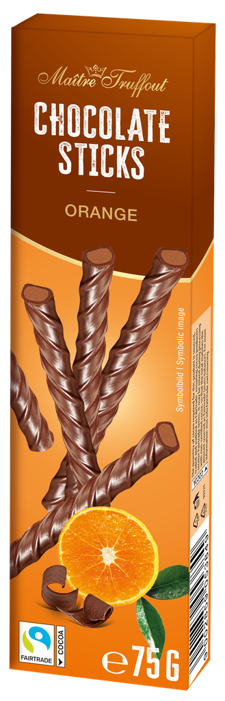 Milk chocolate sticks orange 75g