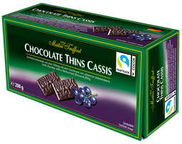 [94356] Chocolate Thins Cassis - dark chocolate bars blackcurrant 200g