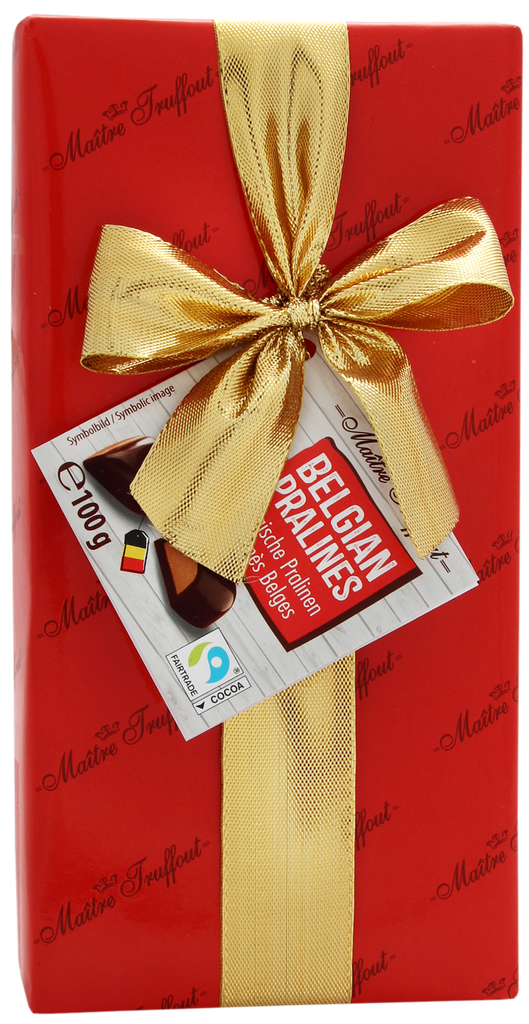 Assorted Belgian heart pralines red 100g