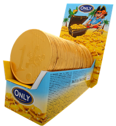 [86423] Big gold coins milk chocolate 2x36x21,5g counter display