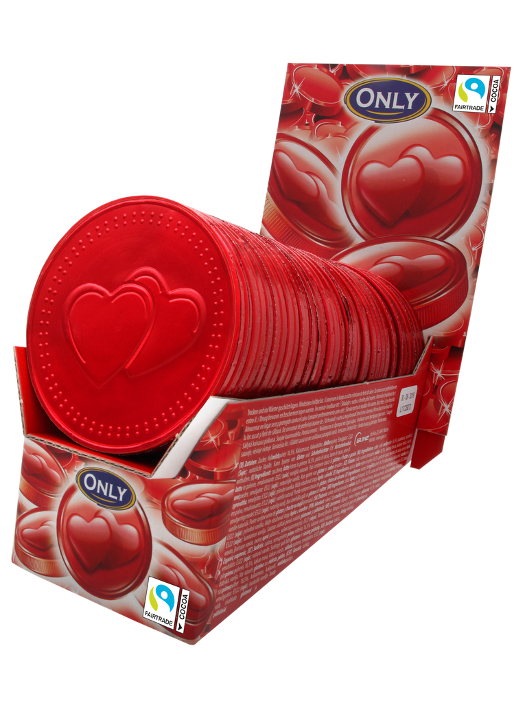 Big heart thaler milk chocolate 2x36x21,5g counter display