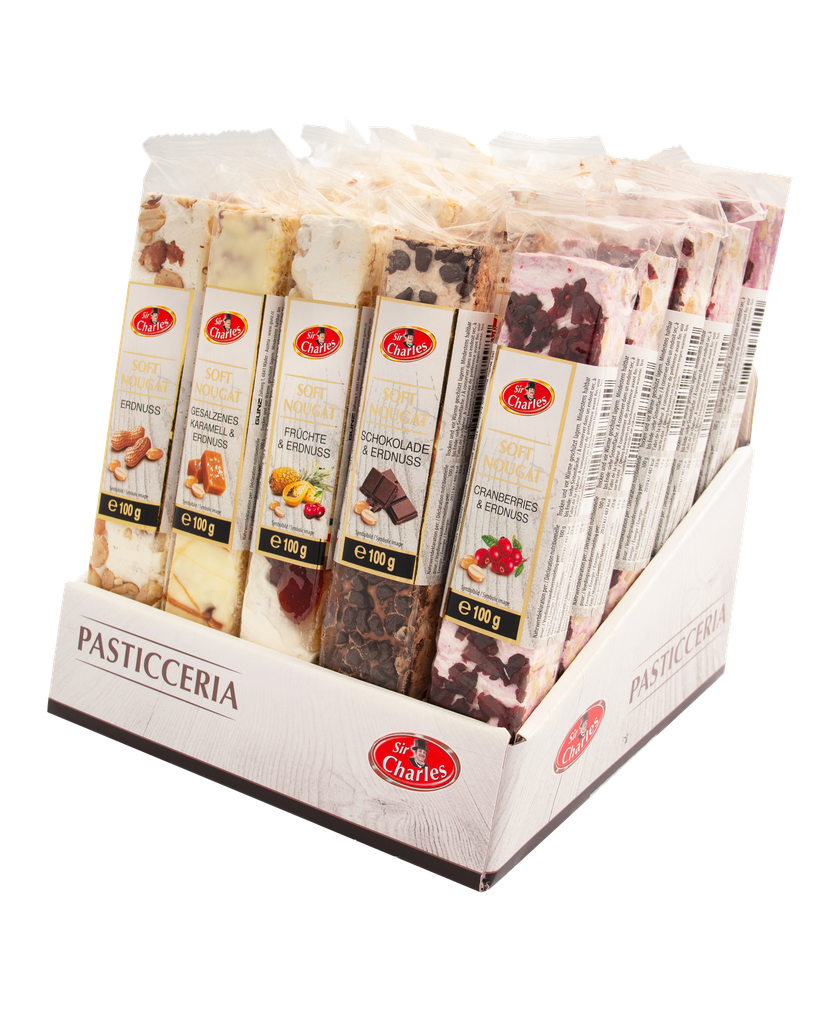 Soft nougat bars 25x100g counter display