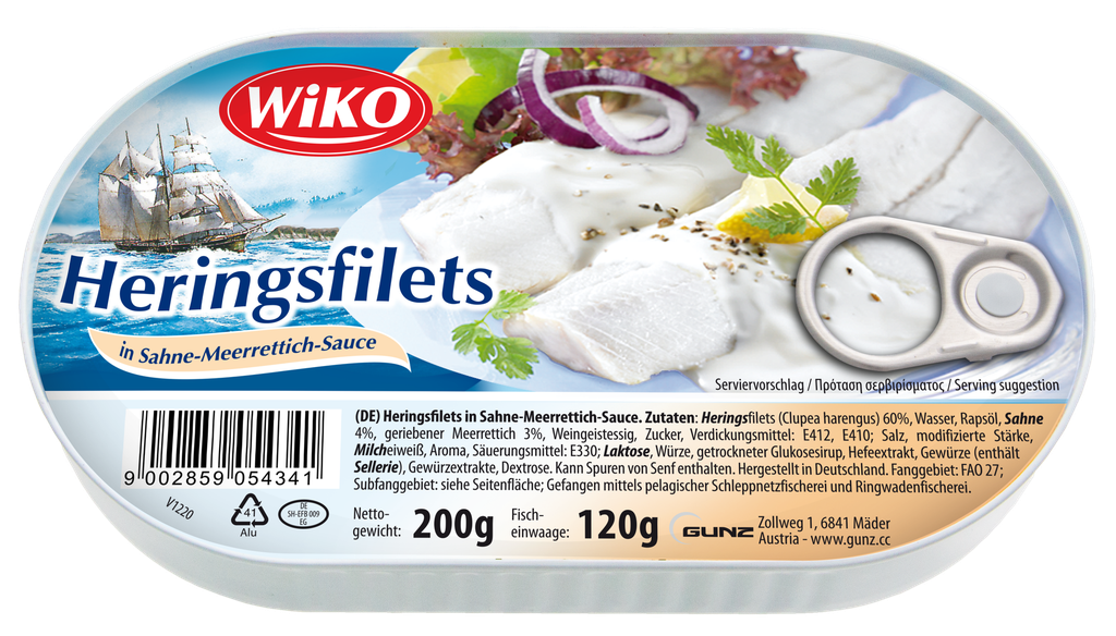 Herring fillets in horseradish sauce 200g
