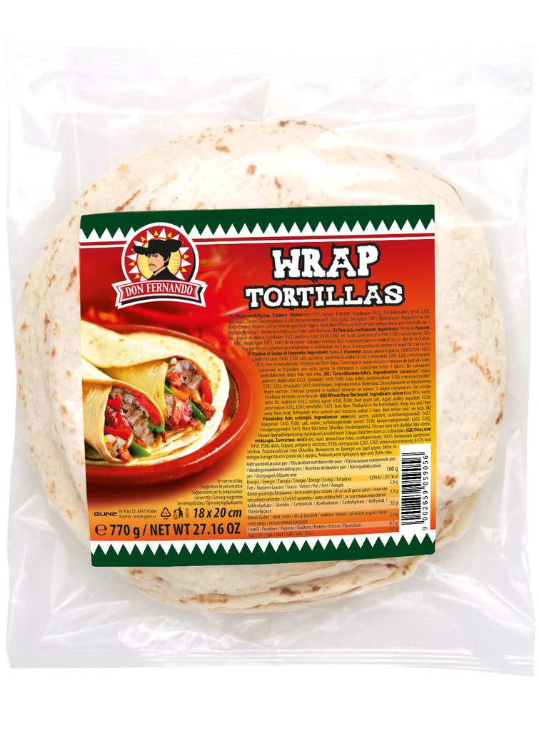 Wraps wheat flour tortillas 770g (18x20cm)