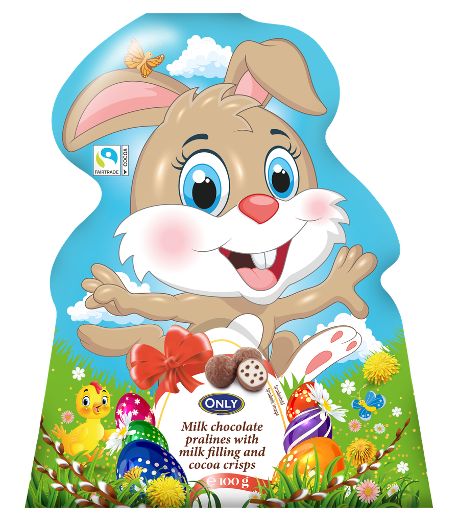 Easter Bunny Milk chocolate pralines with milk filling & cocoa crisps 100g