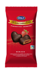[97267] Gingerbread hearts with dark chocolate – Strawberry 150g