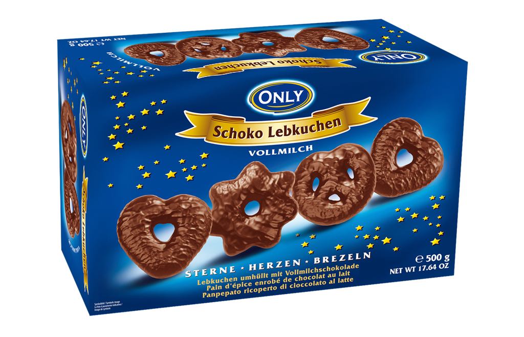 Gingerbread with milk chocolate Stars-Hearts-Pretzels 500g