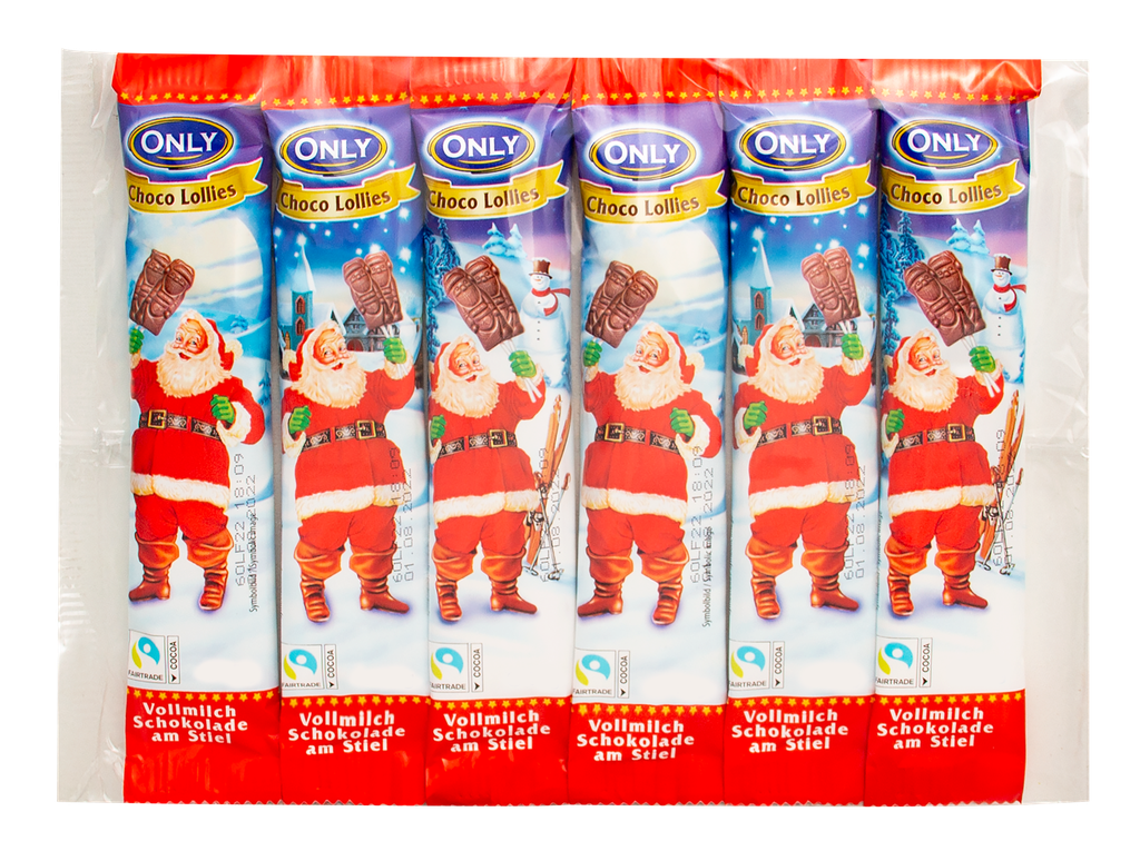 Christmas milk chocolate lollies on a stick 6x13g