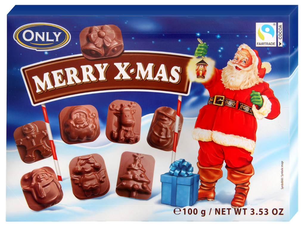 Milk chocolate Merry X-mas figures 100g