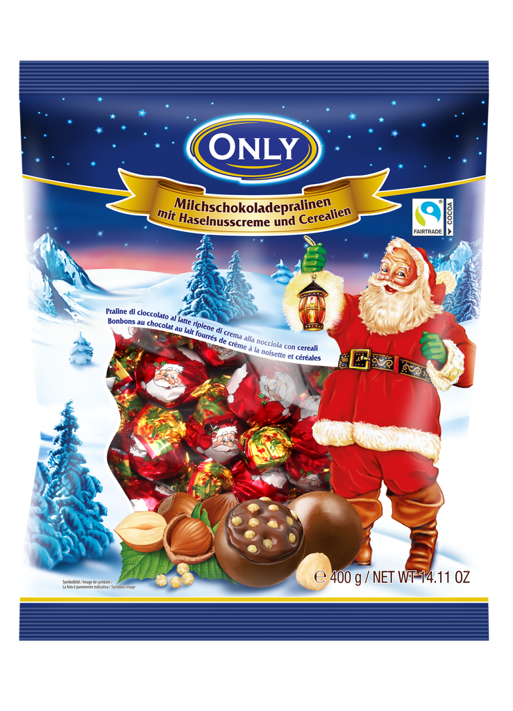 Milk chocolate pralines with hazelnut cream filling and cereals 400g