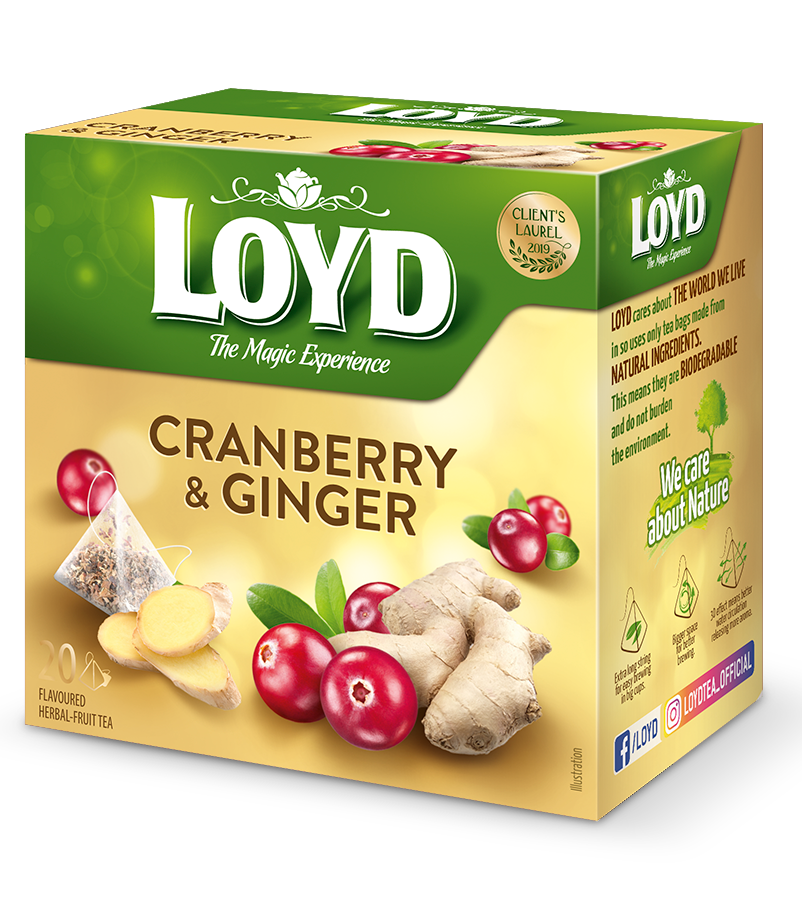 Tea cranberry & ginger pyramid bags 20x2g