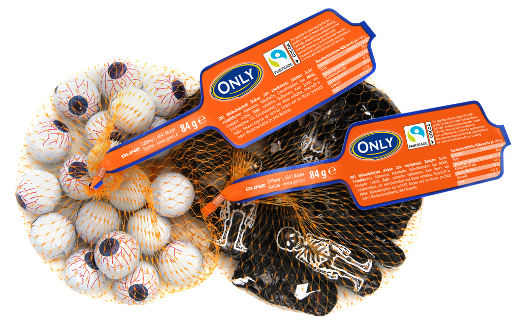 Skeletons and Eyes milk chocolate with milk cream filling 84g mixed case