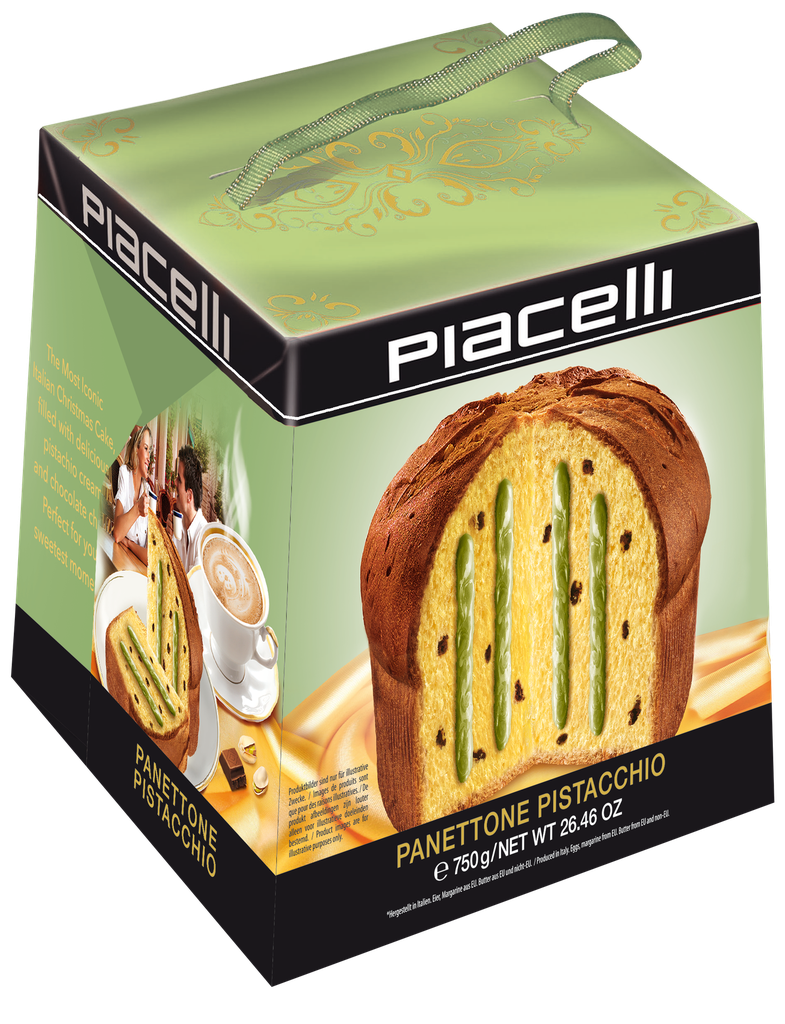 Yeast cake Panettone with chocolate chips and pistachios 750g