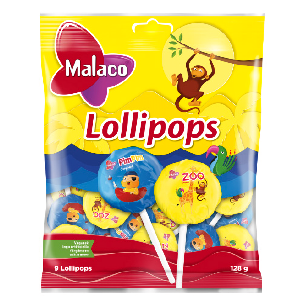MALACO LOLLIPOPS 128G