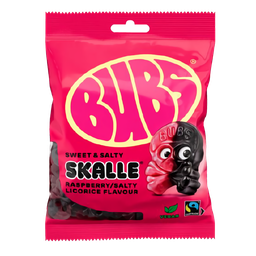 [BUB5450208165] RASPBERRY SALTY LICORICE SKALLE 90G