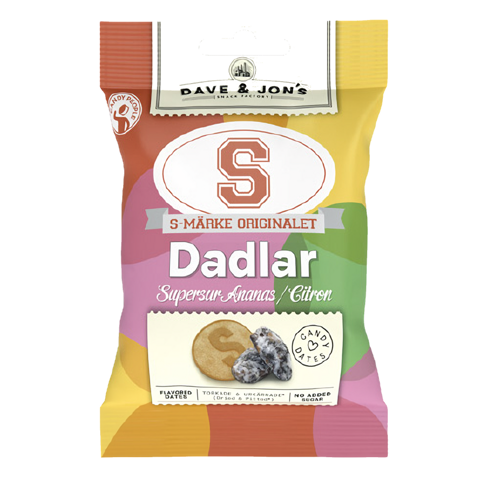 S-MÄRKE DADLAR SUPERSUR ANANAS/CITRON 50G
