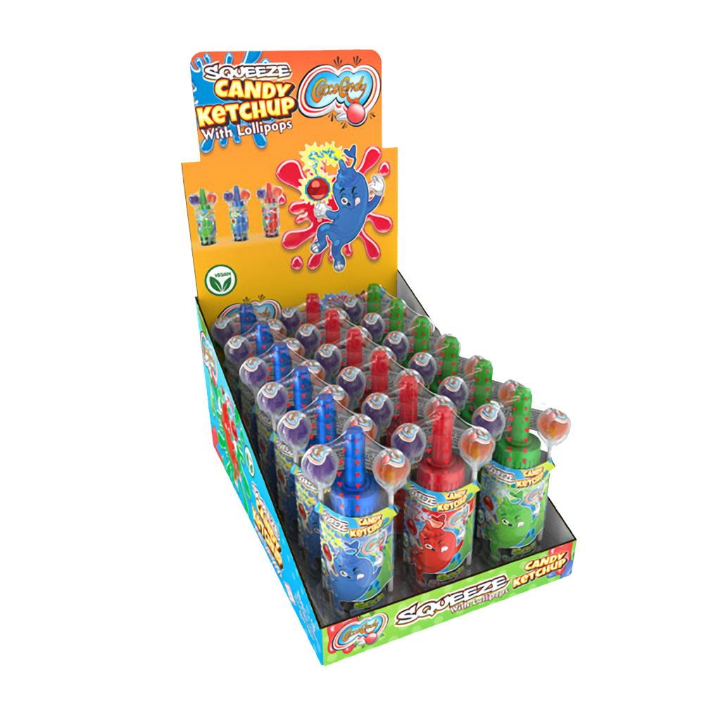 SQUEEZE CANDY KETCHUP WITH LOLLIPOPS 83G