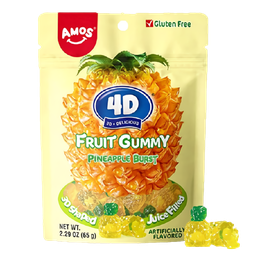 [KON230902] Amos 4D Fruit Gummy Pineapple 12x65g