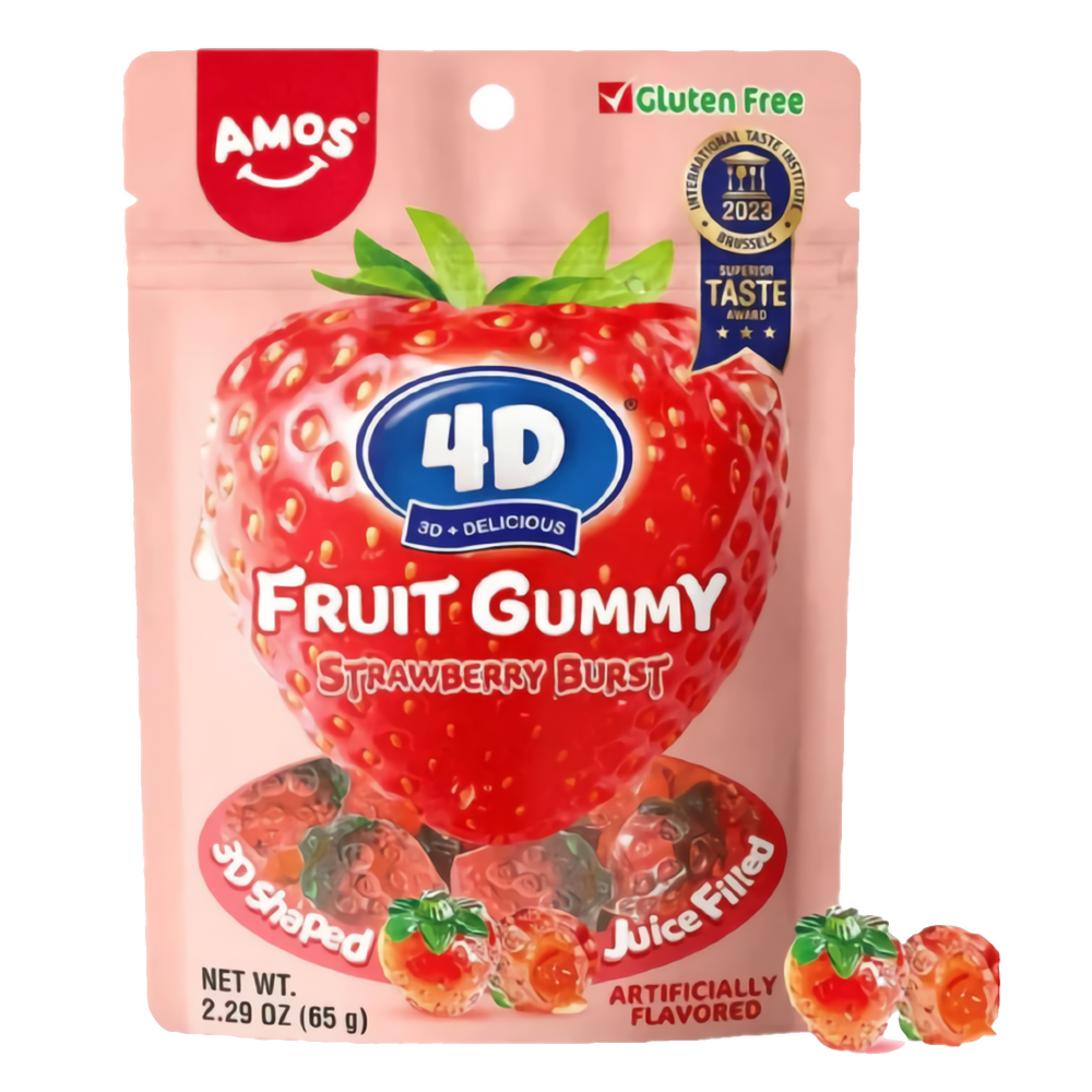Amos 4D Fruit Gummy Strawberry 12x65g